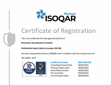 Perameter-Developments-ISO-14001-certificate