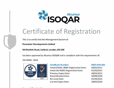 Perameter-Developments-ISO-45001-certificate